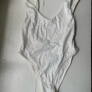 Zara White Sequin One Piece Swimsuit